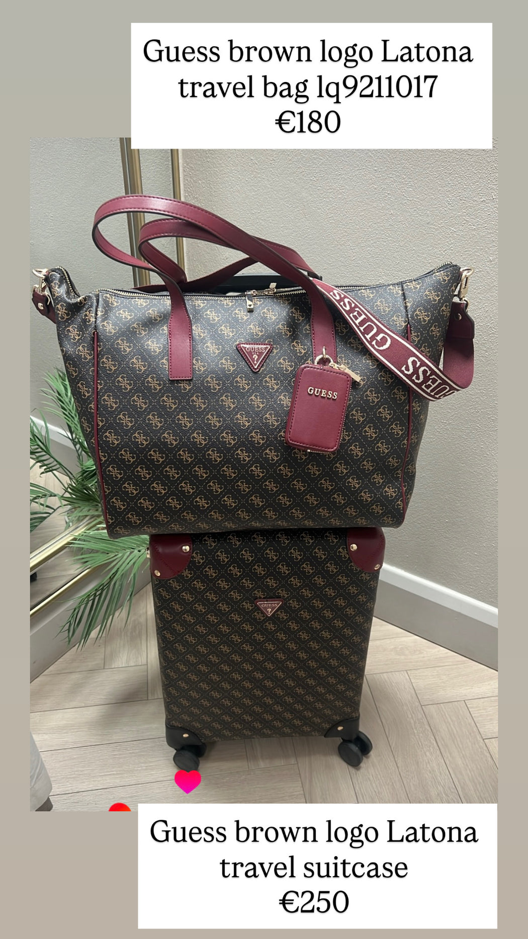Guess brown logo Latona travel bag lq9211017