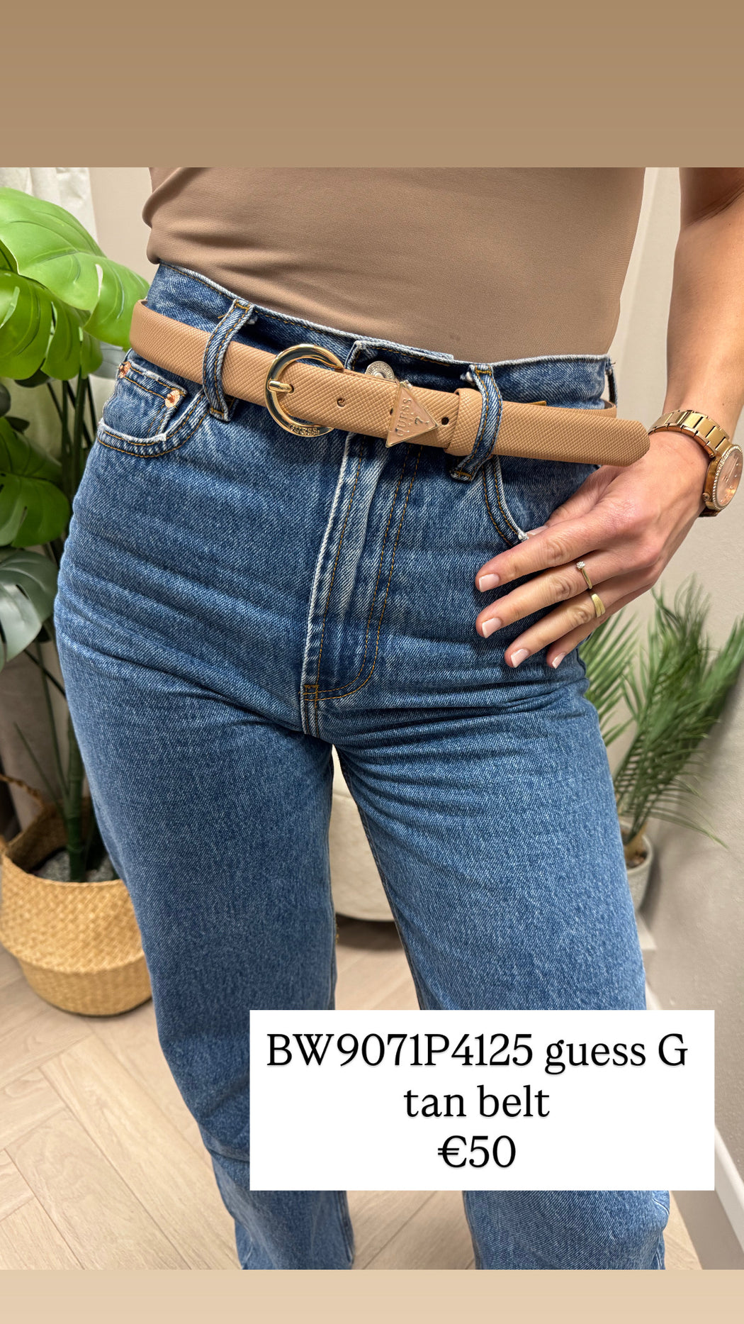 BW9071P4125 guess G tan belt