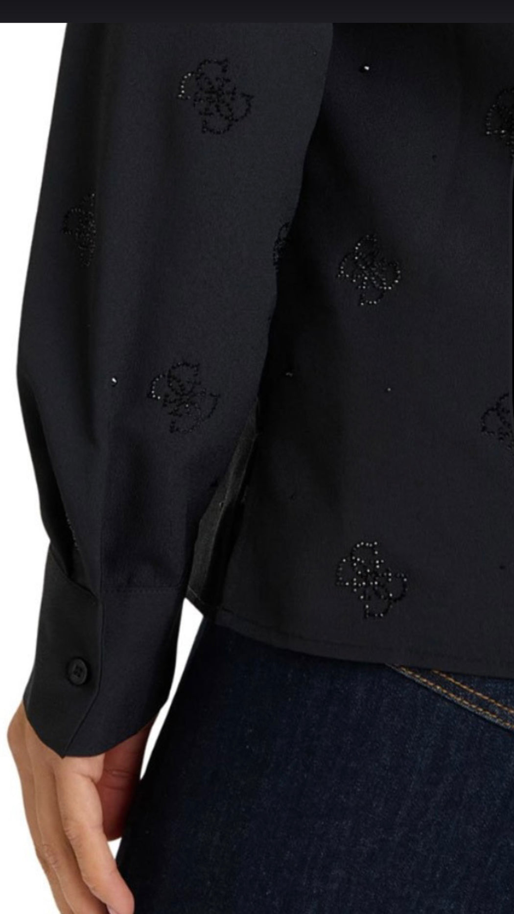 Guess black flore logo embellished shirt
