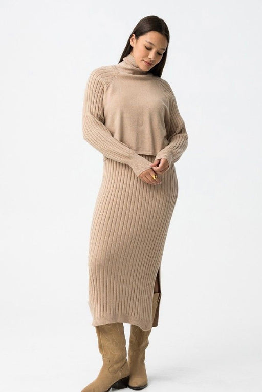 Titania beige two piece knit dress