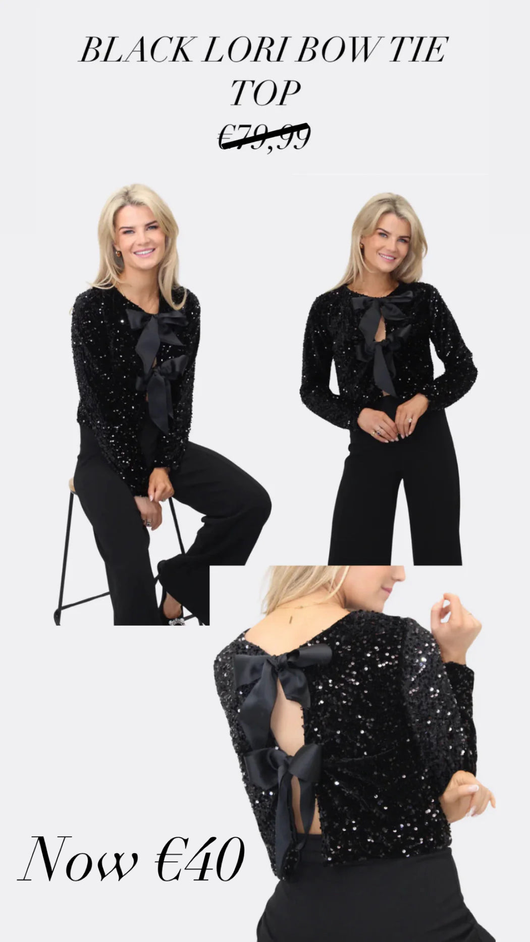 BLACK LORI BOW TIE TOP