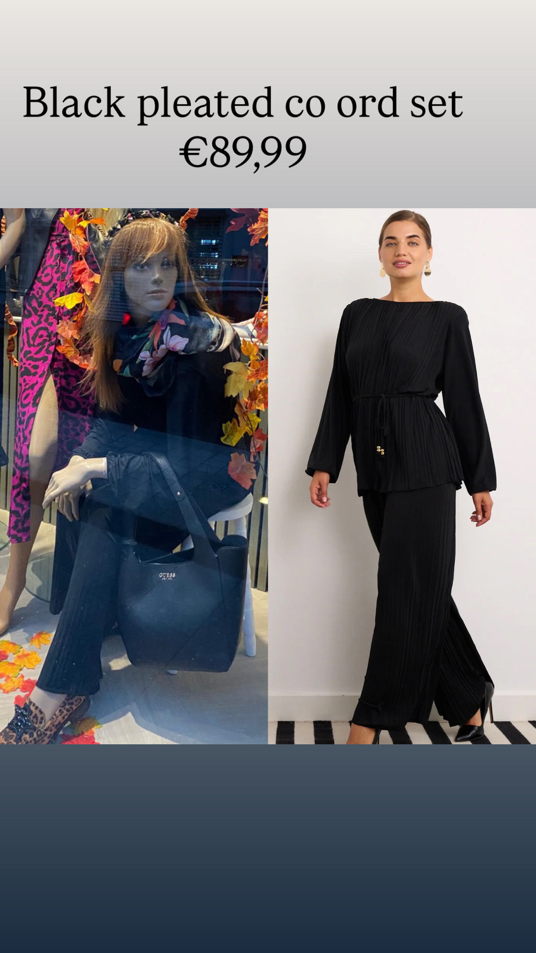 Black pleated co ord set