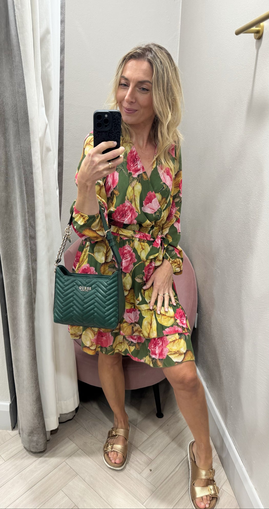 W4RK21WF5K0-P8BW guess belted floral dress