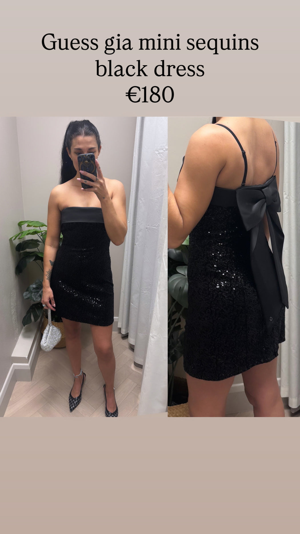 Guess gia mini sequins black dress w6bk45k6923