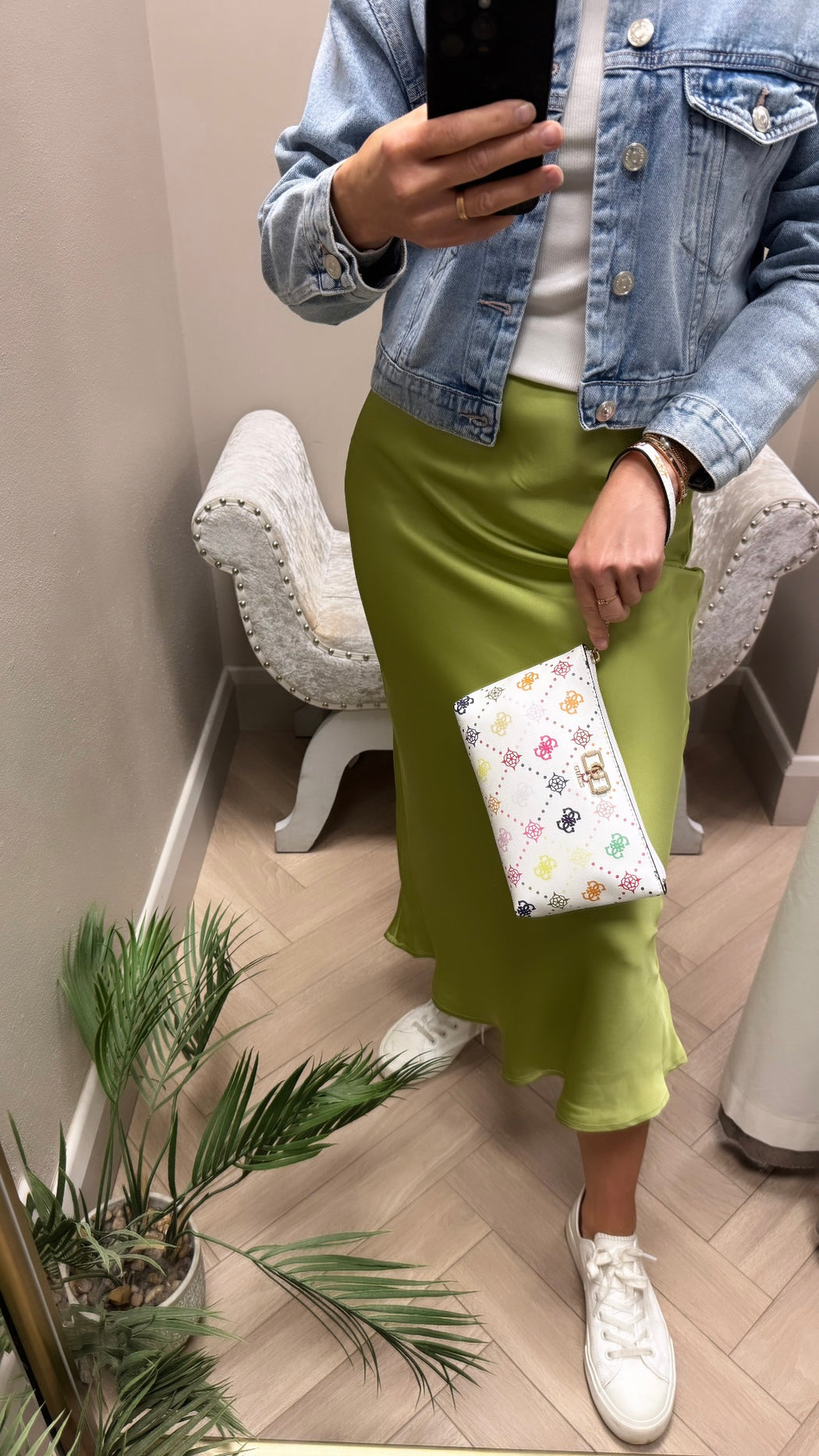 Kansas lime green midi skirt