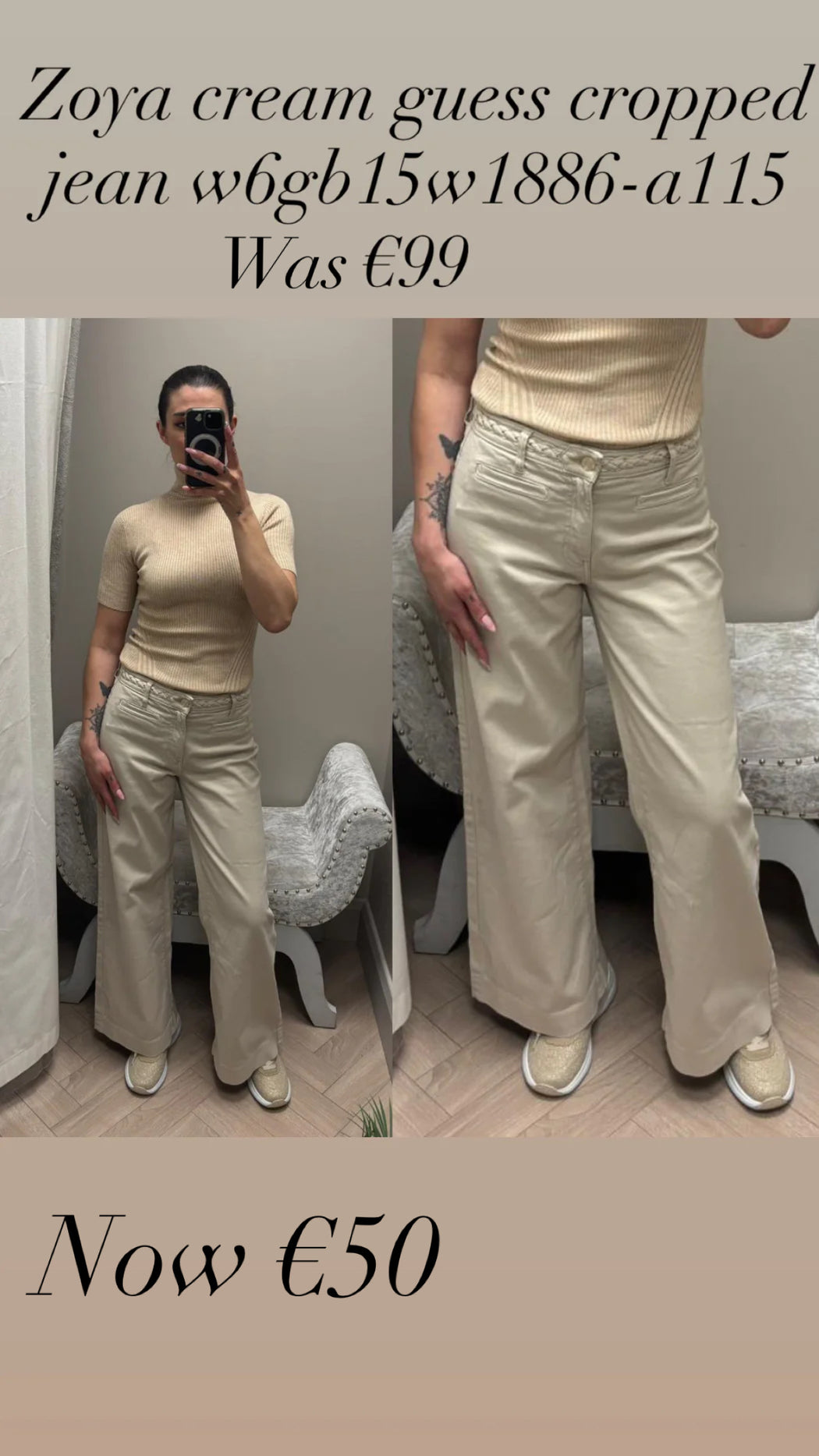 Zoya cream guess cropped jean w6gb15w1886-a115