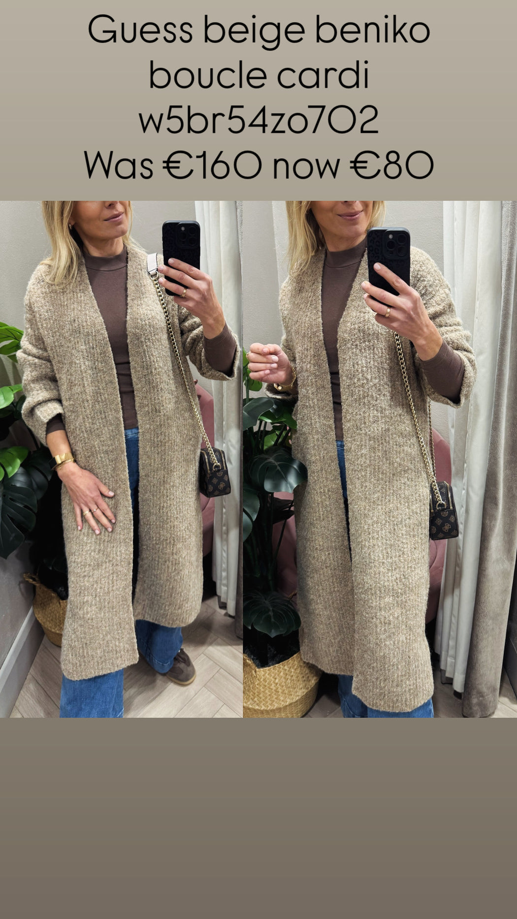 Guess beige beniko boucle  cardi w5br54zo702