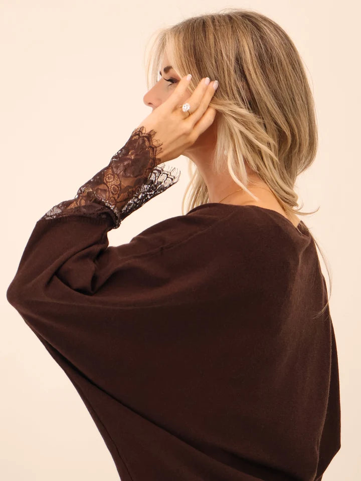 Brown Blakey lace knit jumper