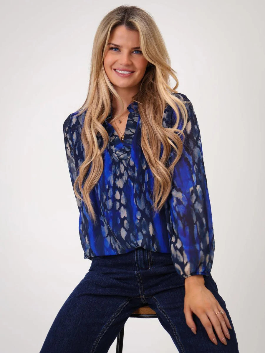 Abstract blue Bella band top