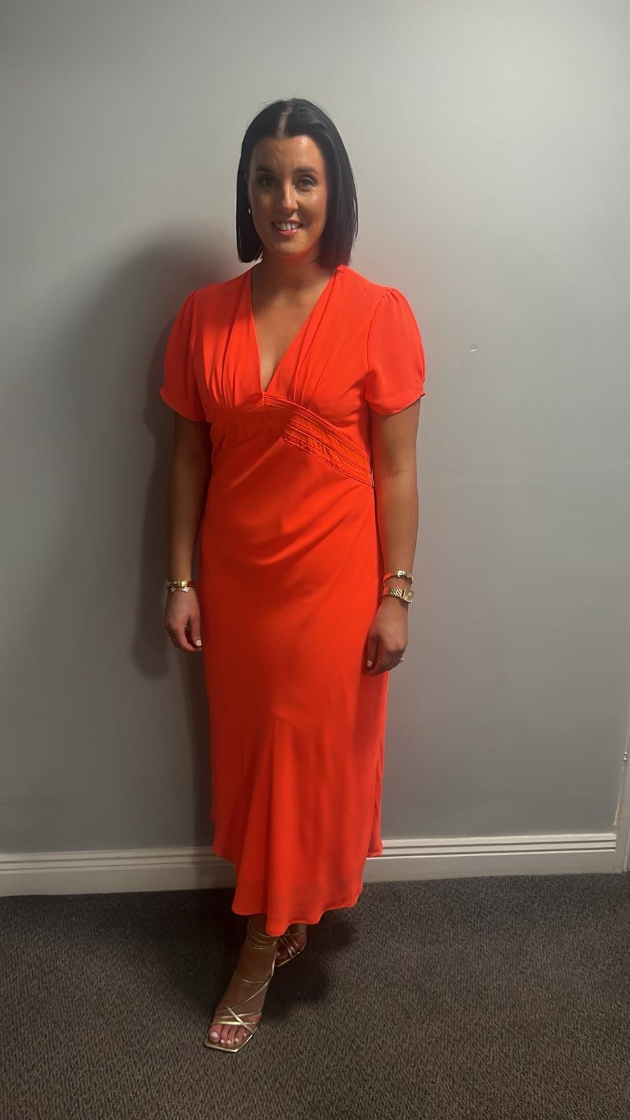 Thethys coral midi dress