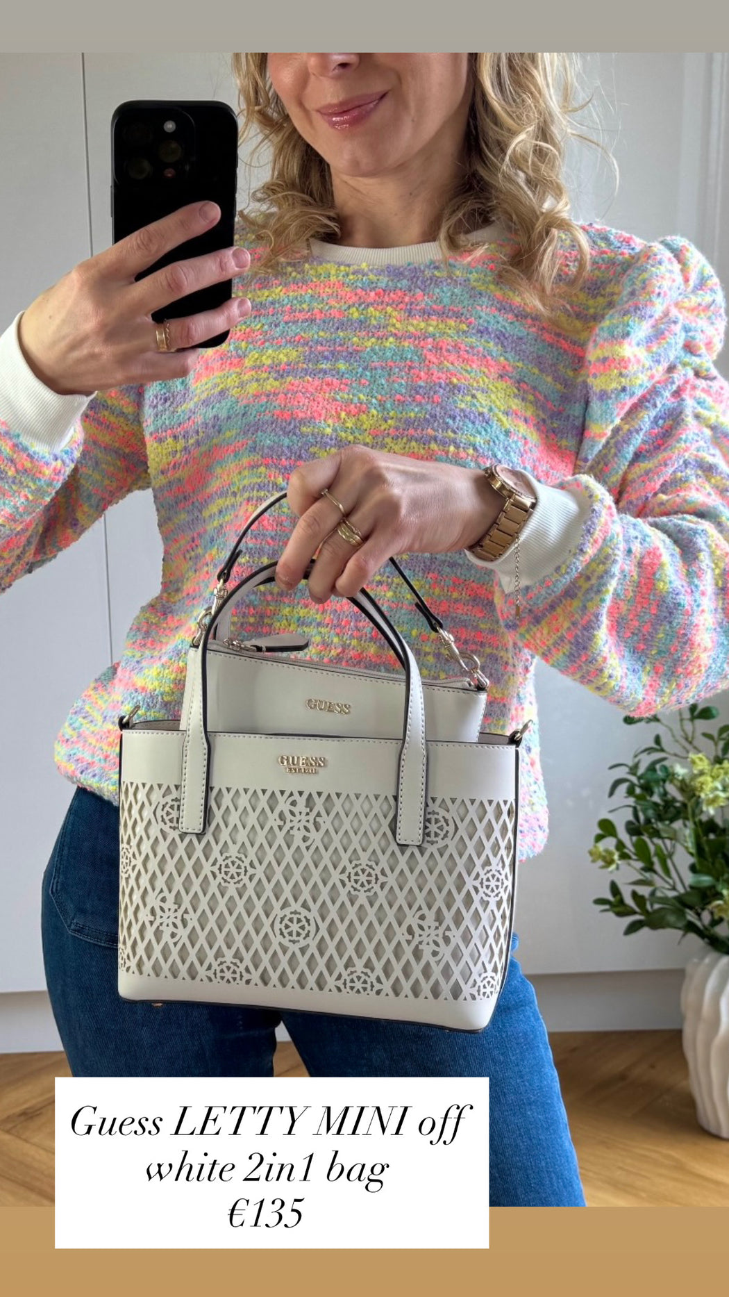 Guess LETTY MINI PG991175 off white 2in1 bag