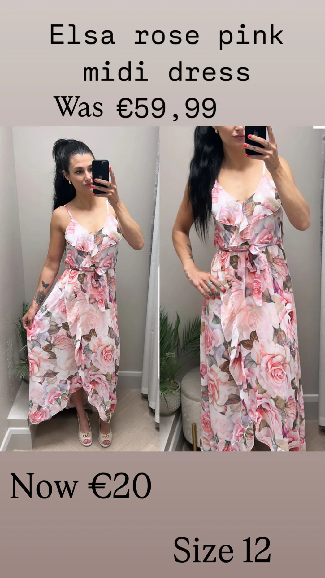 Elsa rose pink midi dress