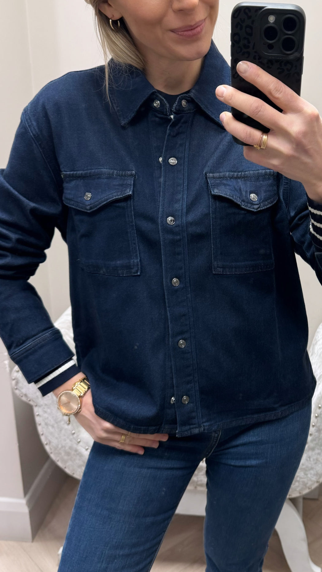 Guess navy soft denim jkt /  shirt w6rn99d6980- OKLN