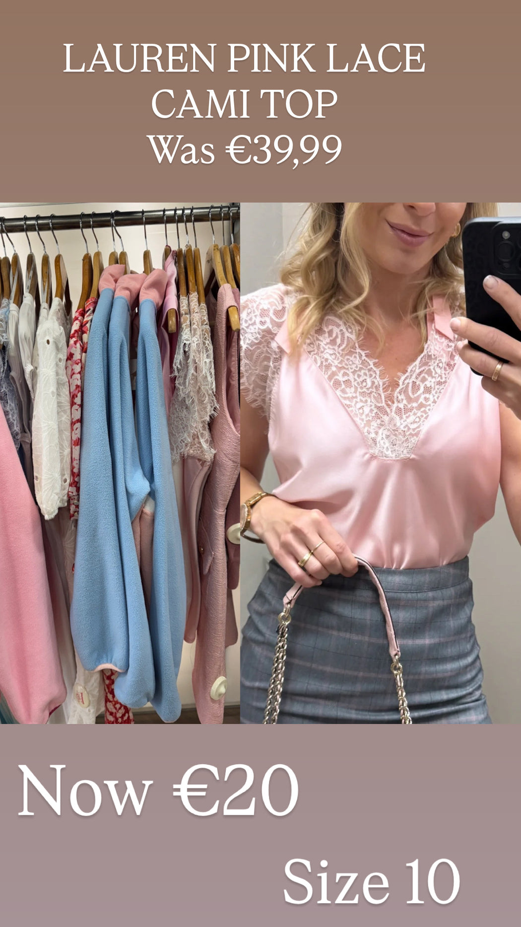 LAUREN PINK LACE CAMI TOP