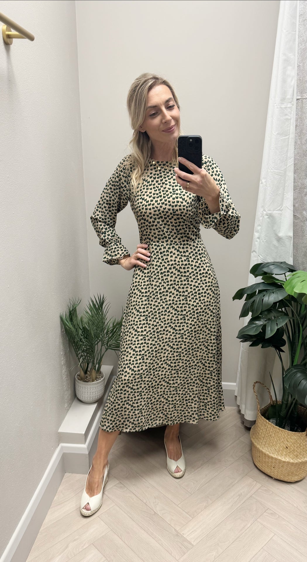 Hush green traffic heart print midi