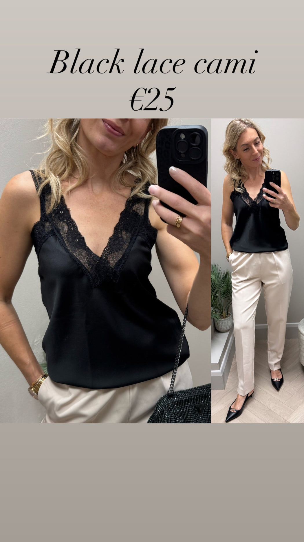 Black lace cami