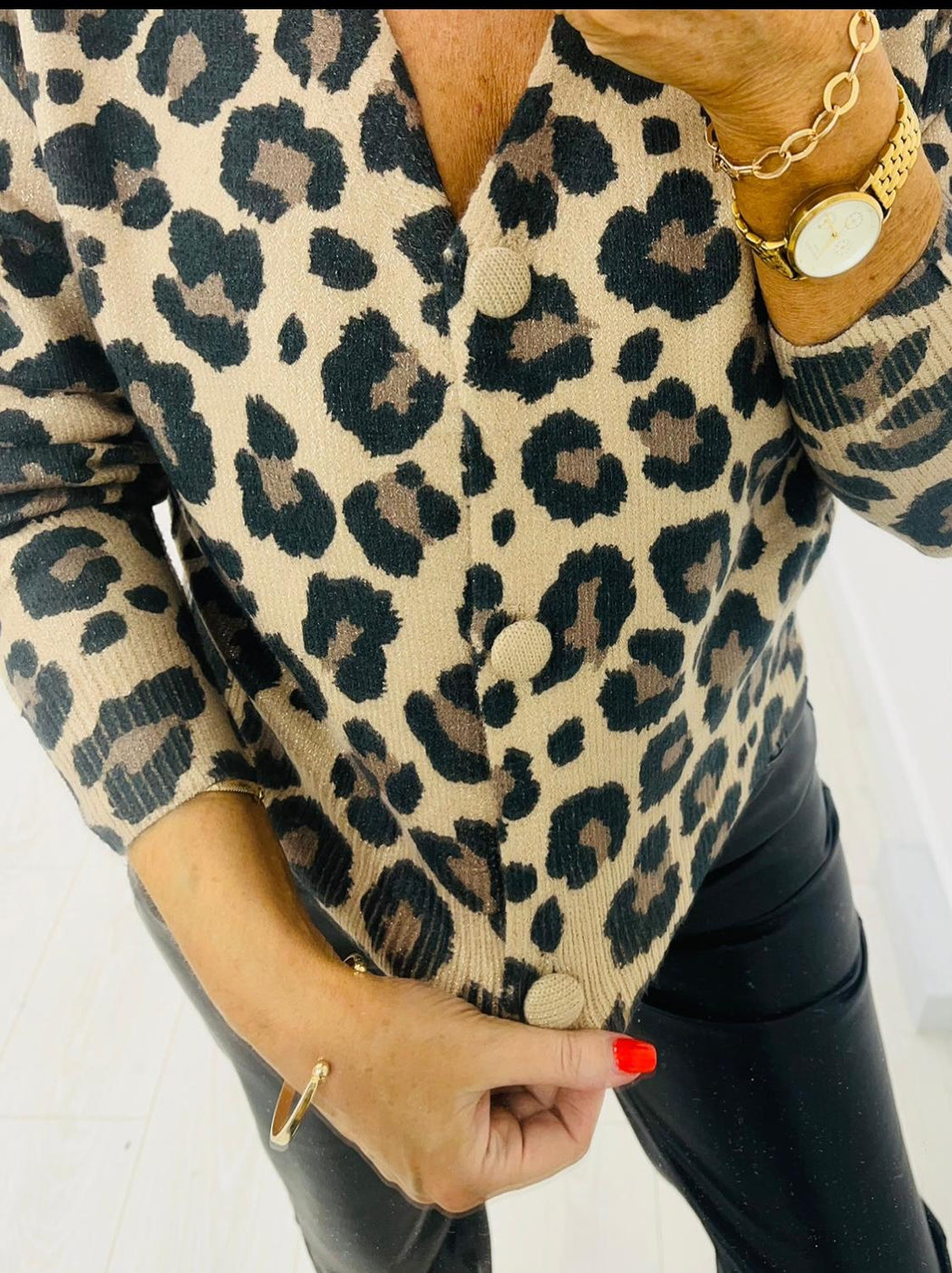 Camel Finn leopard Cardi