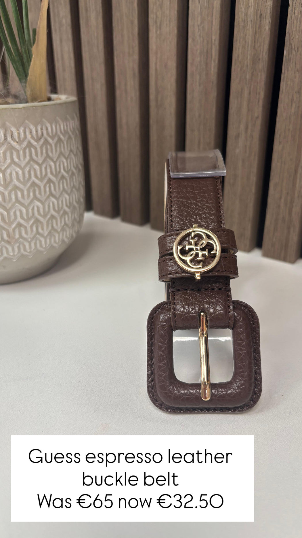 Guess espresso leather buckle belt 
BW9329P6130 - ESP