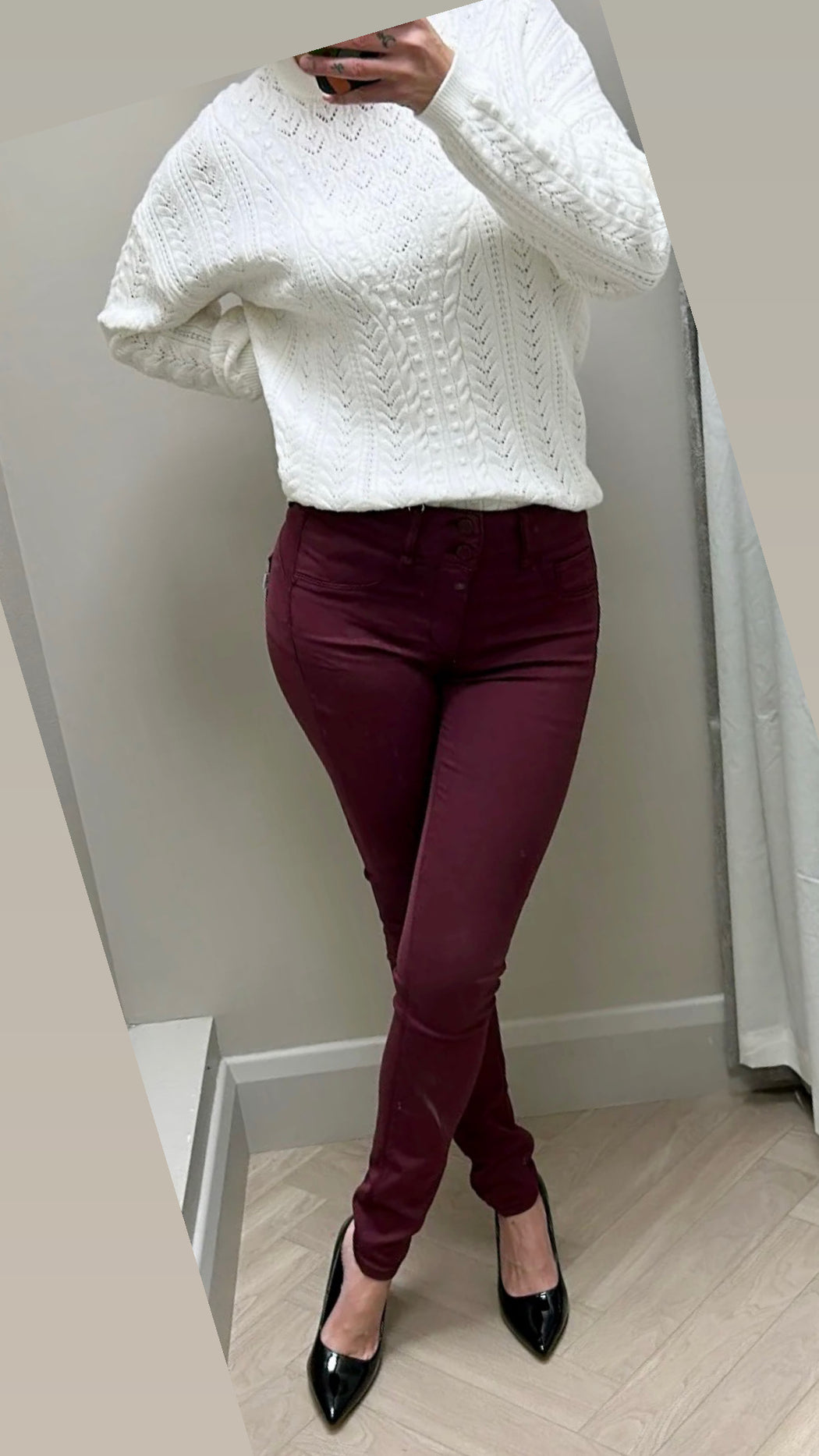 One size wine double up jeans
