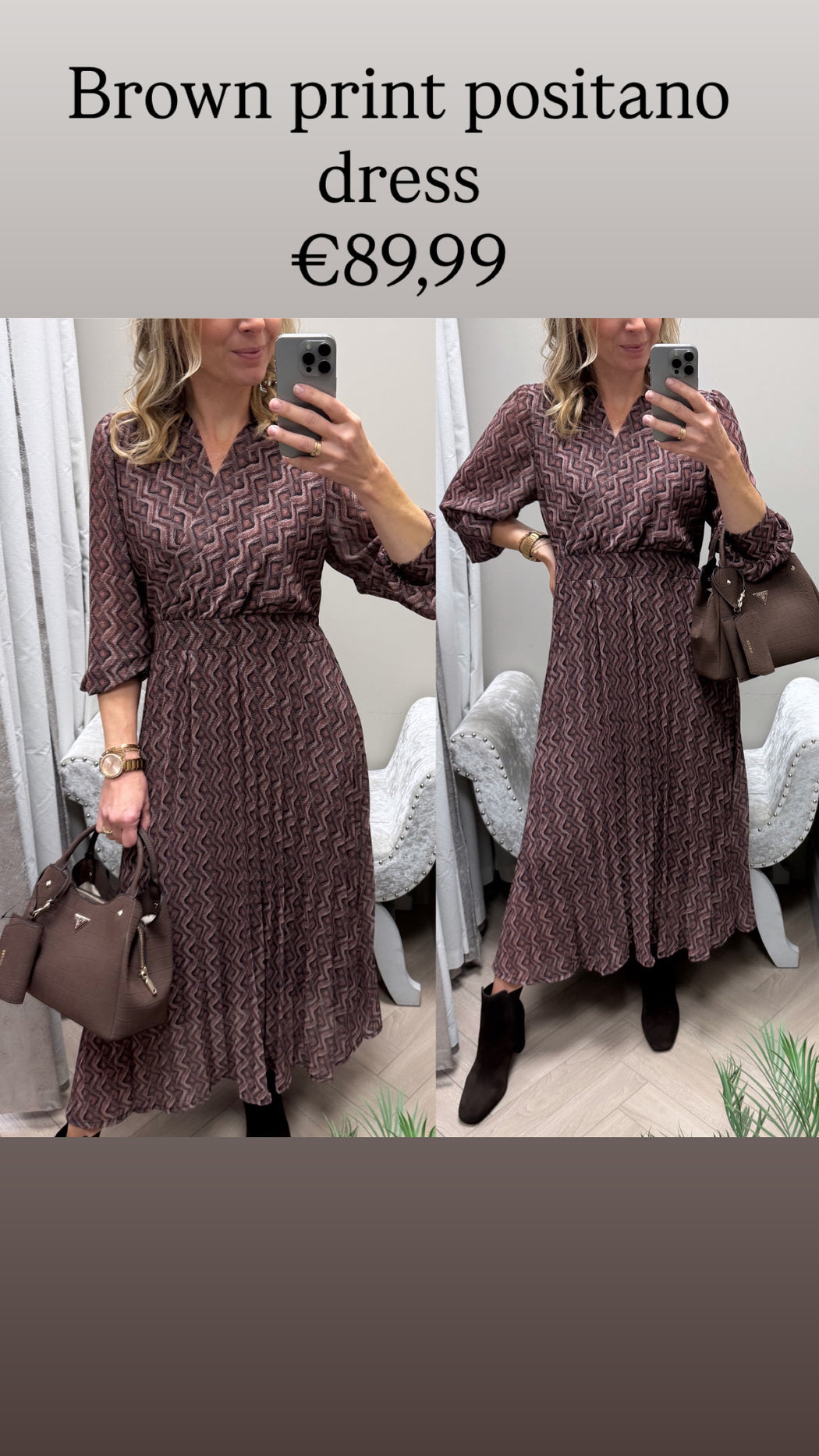 Brown print positano dress