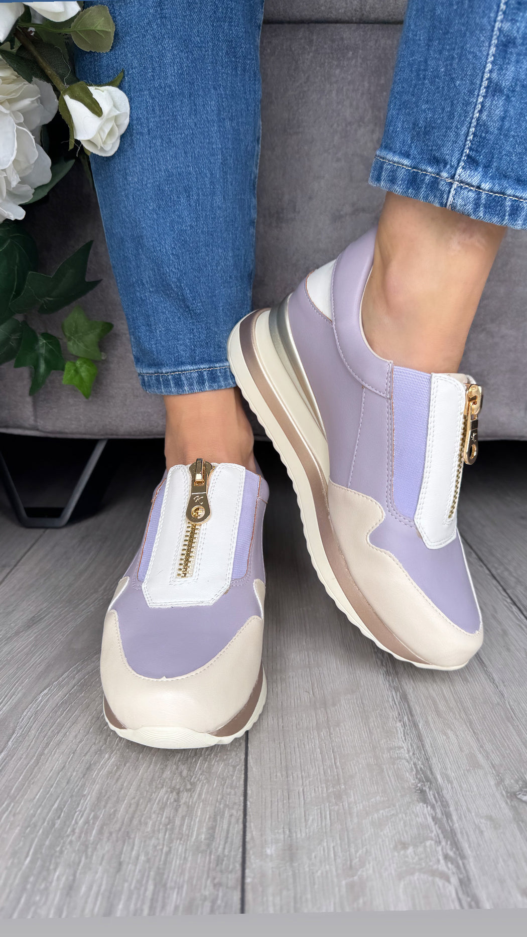 Begbroke Lavender Mash wedge sneaker