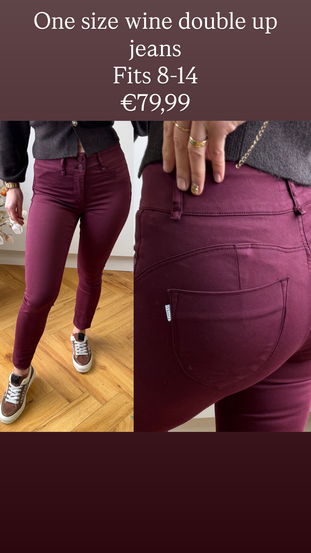 One size wine double up jeans