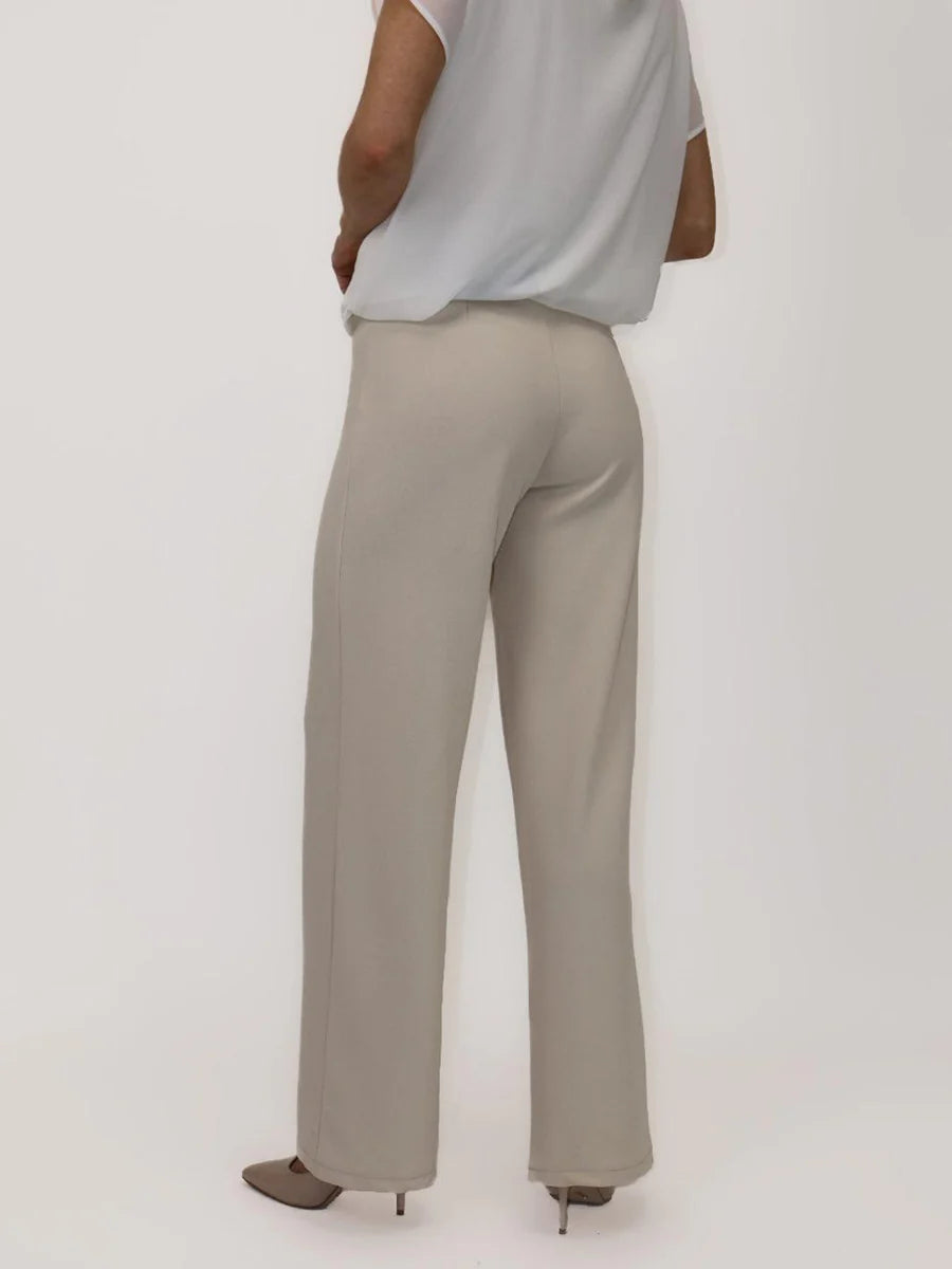 Lulu beige elasticated high waist trousers