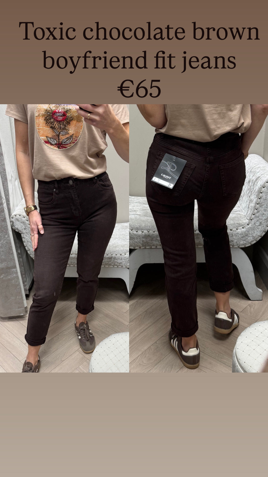 Toxic chocolate brown boyfriend fit jeans
