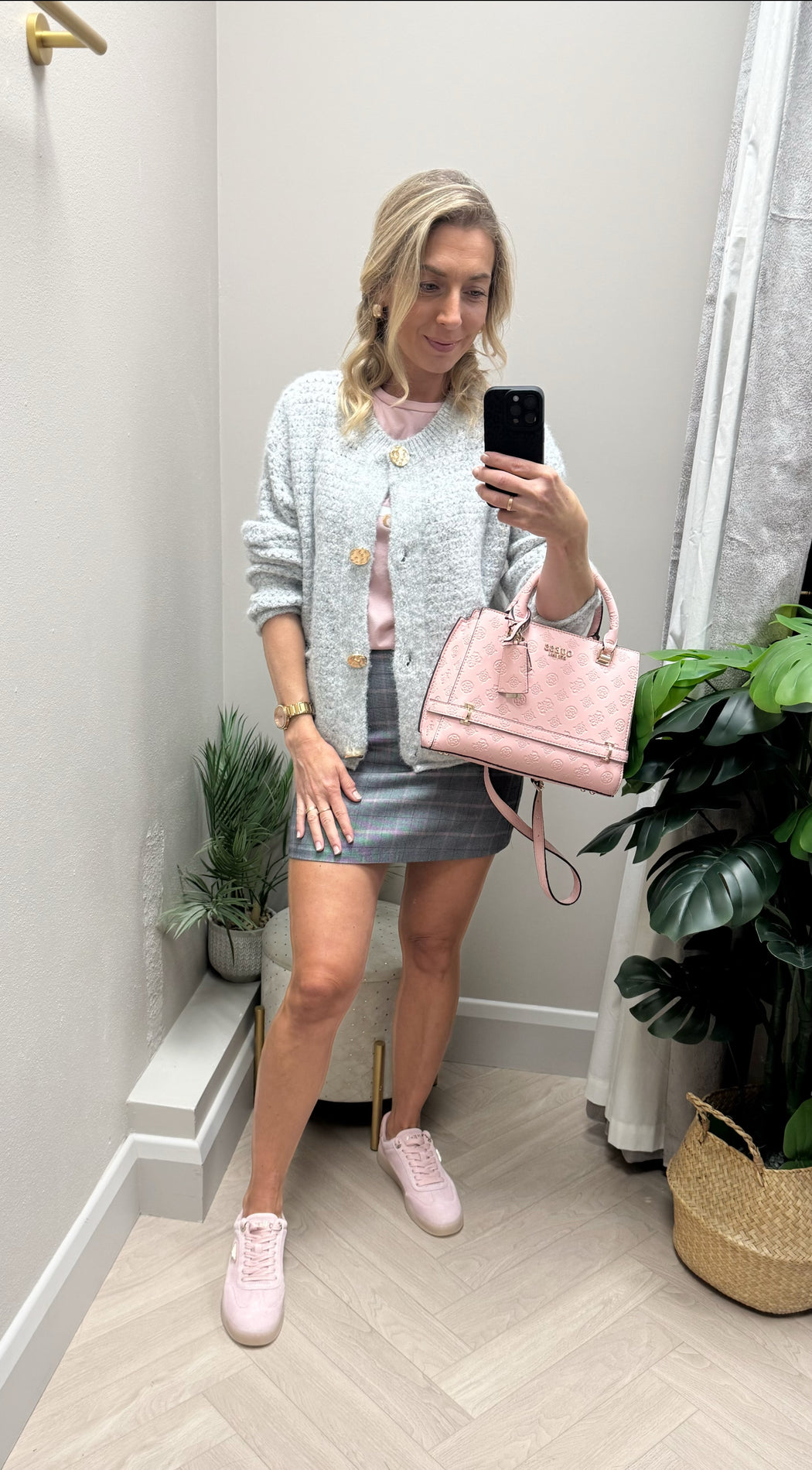 Stacey grey button knit cardi