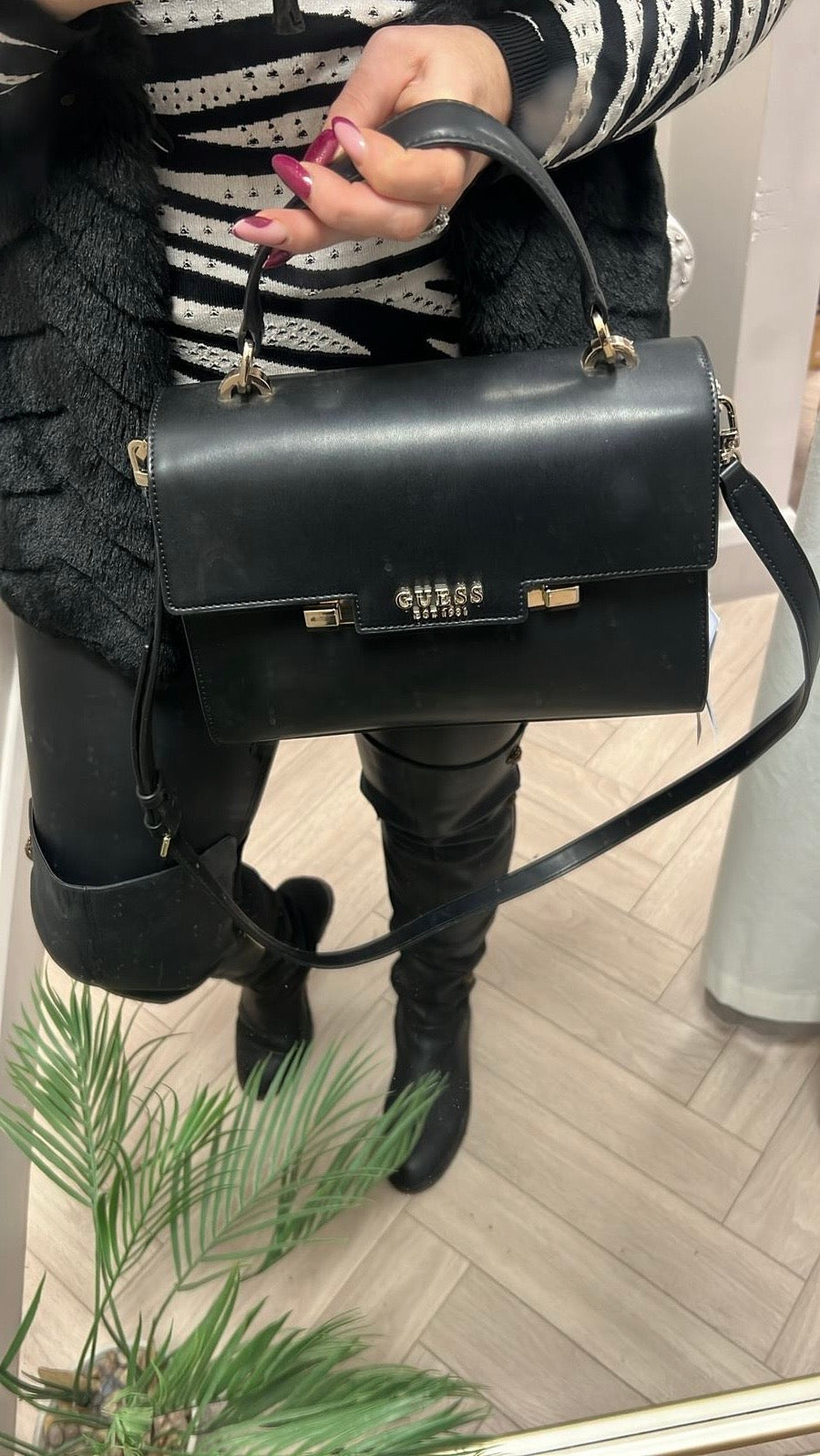 EVG964120 black eco aldith satchel bag