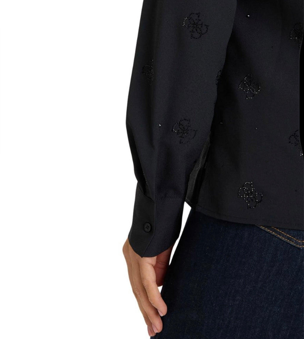 Guess black flore logo embellished shirt