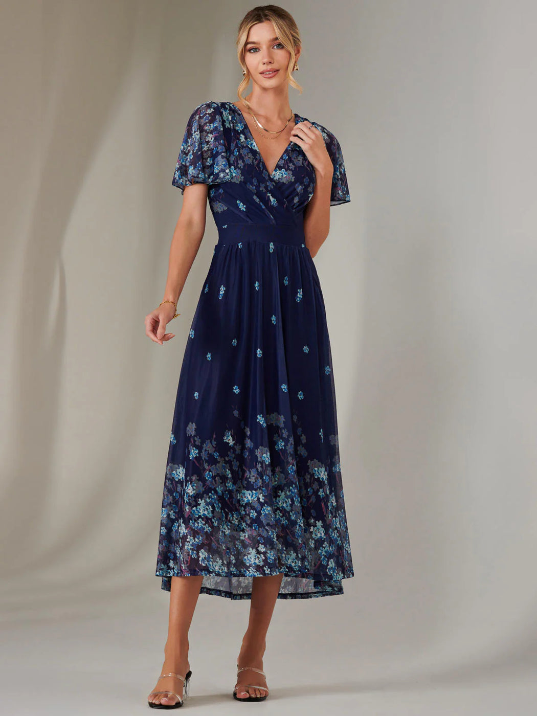 JOLIE MOI NAVY BLUE FLORAL DRESS