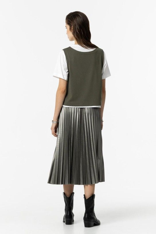 Kyoto silver grey pu leather skirt