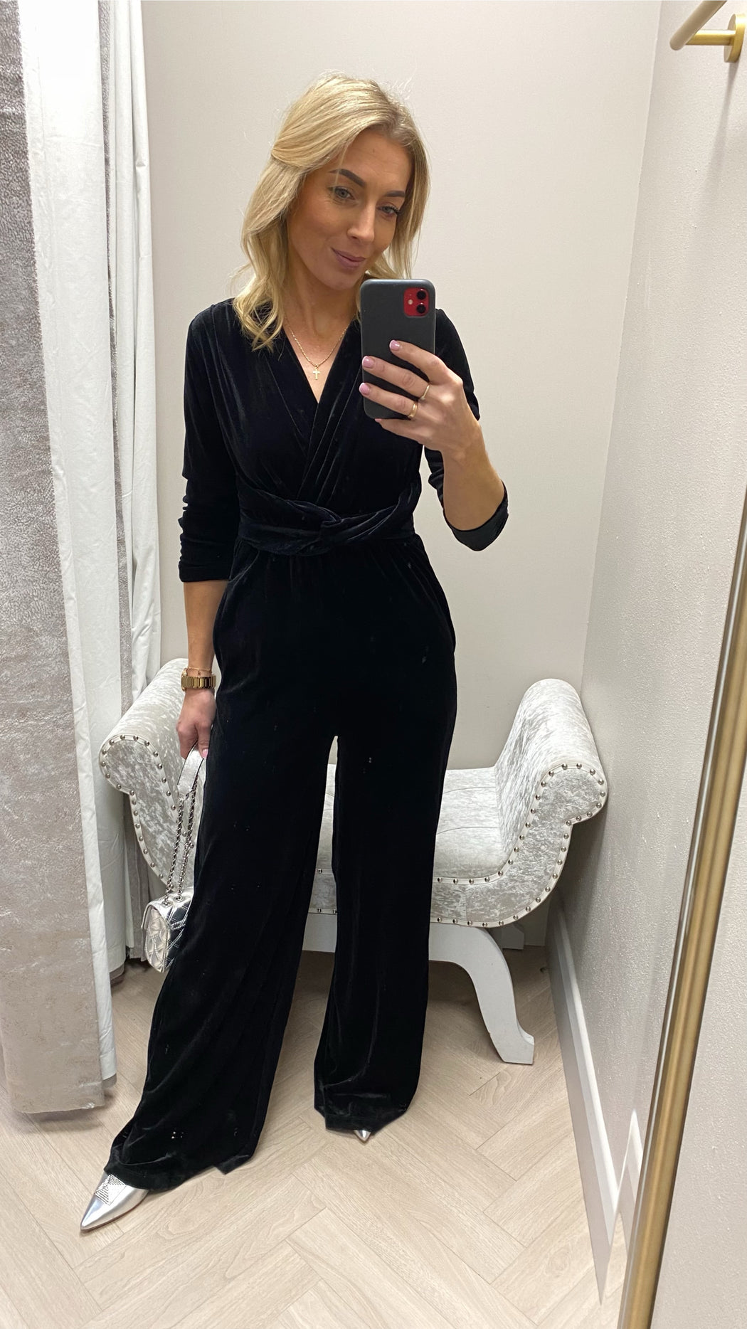 Sophia black velvet jumpsuit