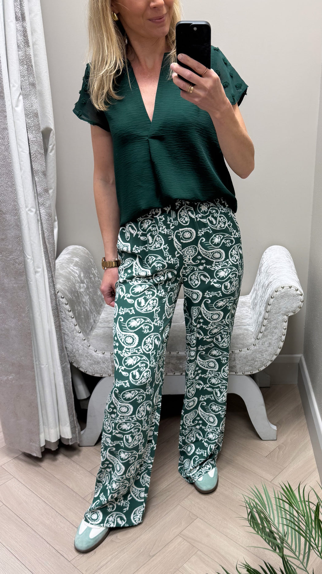 Nolita green print trousers