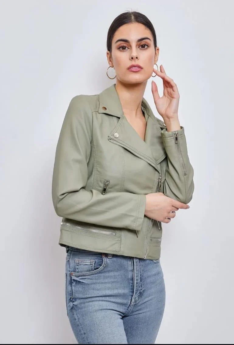 Kathy Khaki Biker Jacket