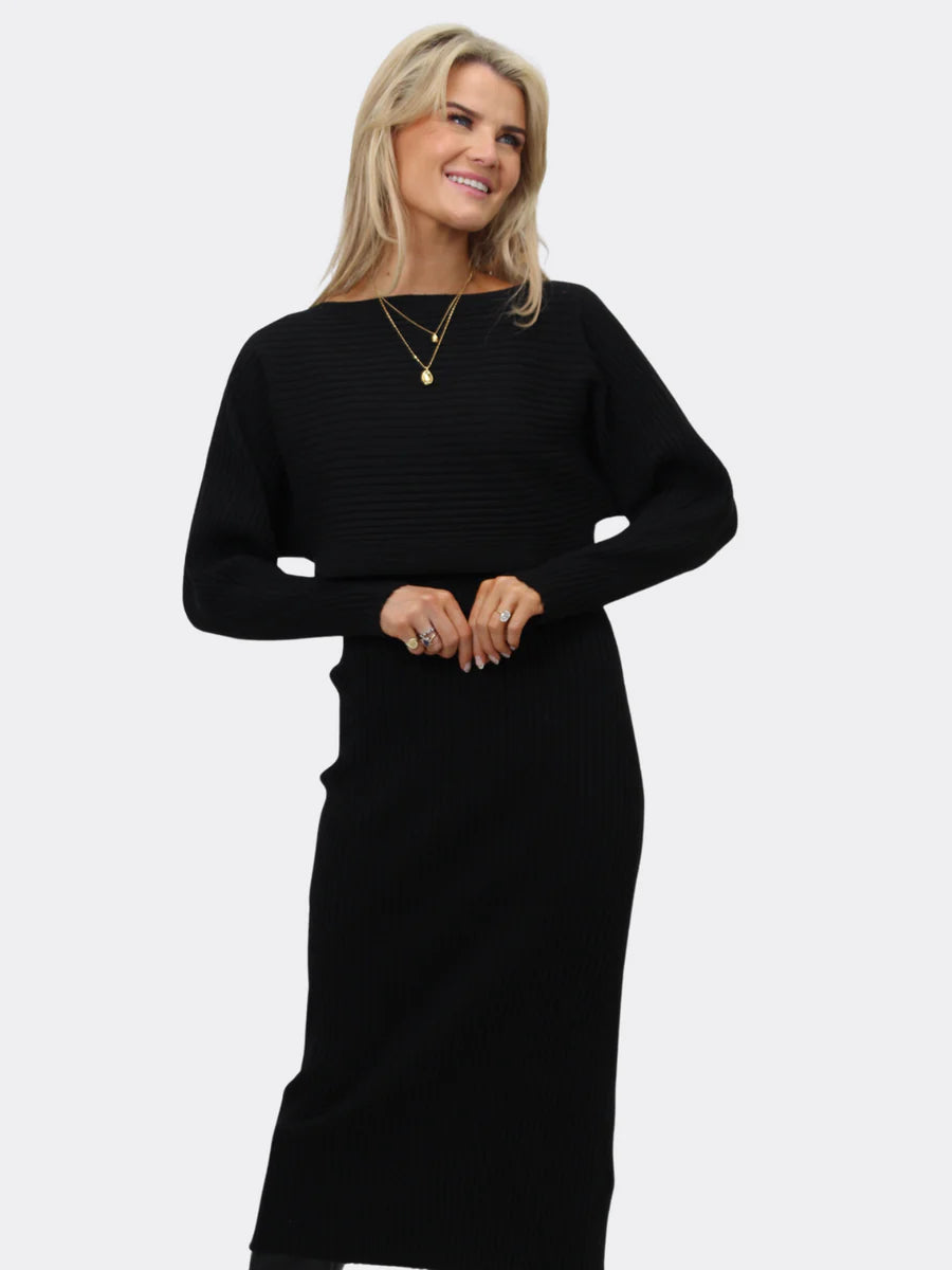 Amelia black knit dress