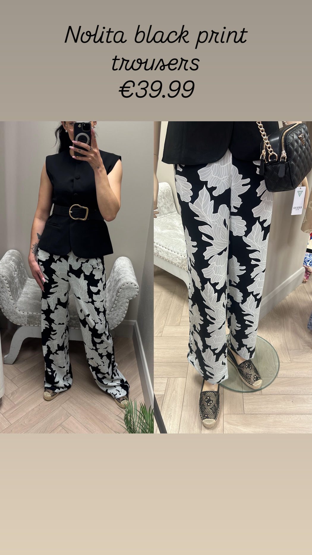 Nolita black  print trousers
