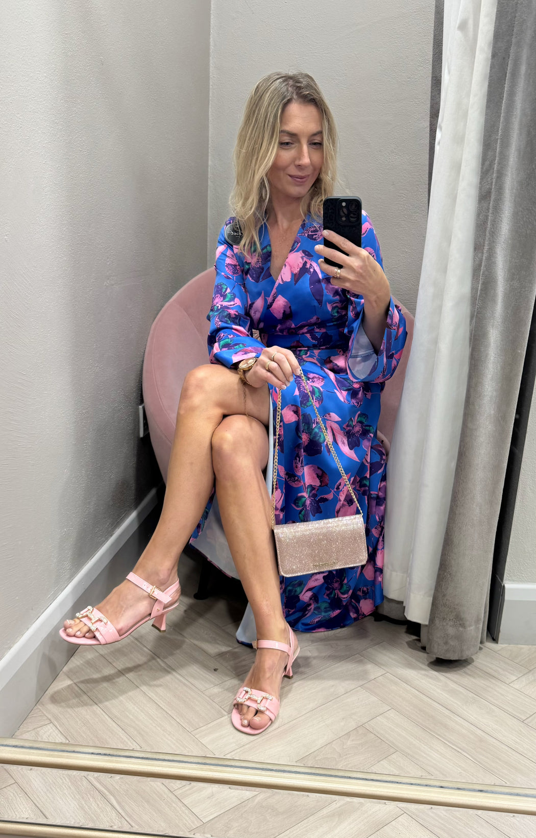 D10222 Floral a line midi dress