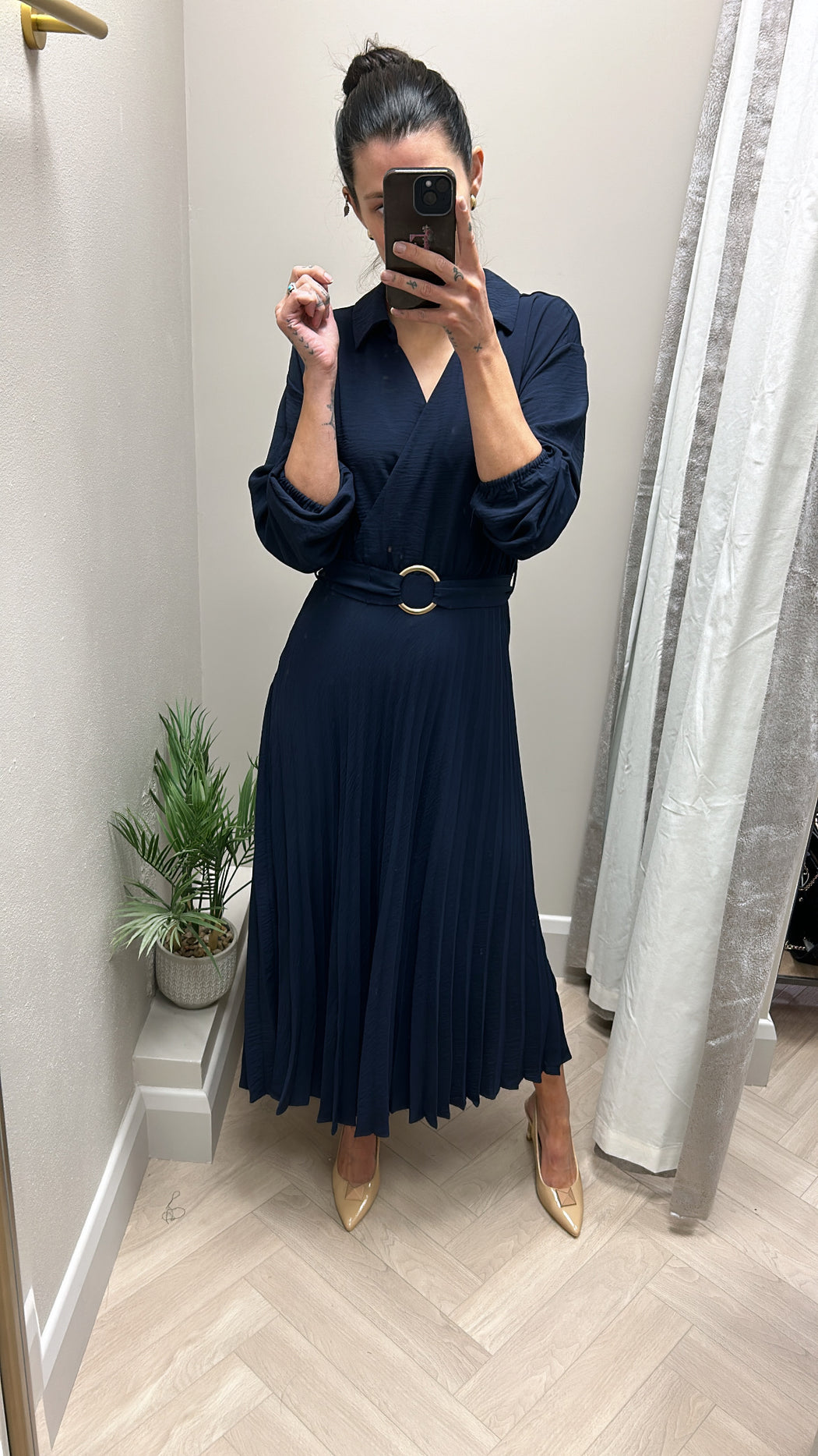 Navy Kyoto midi dress