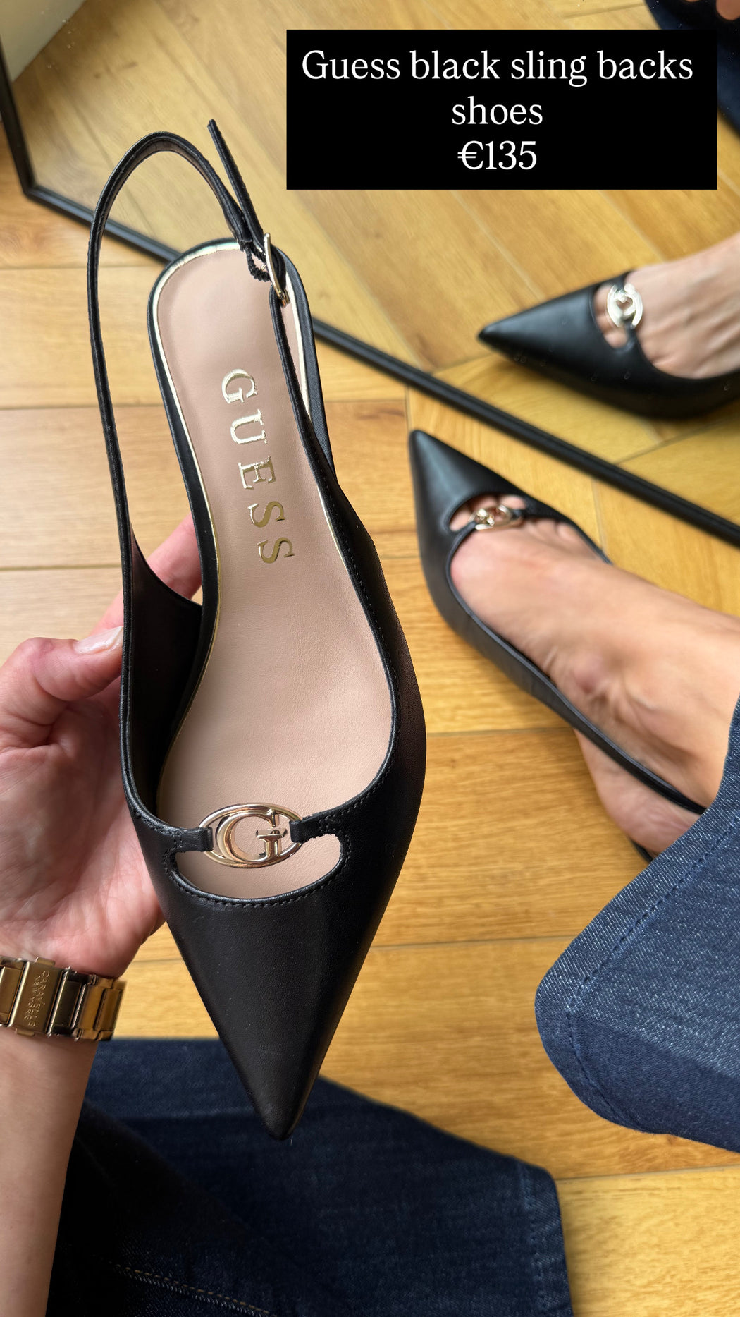Guess black sling backs shoes FLTJESLEA05