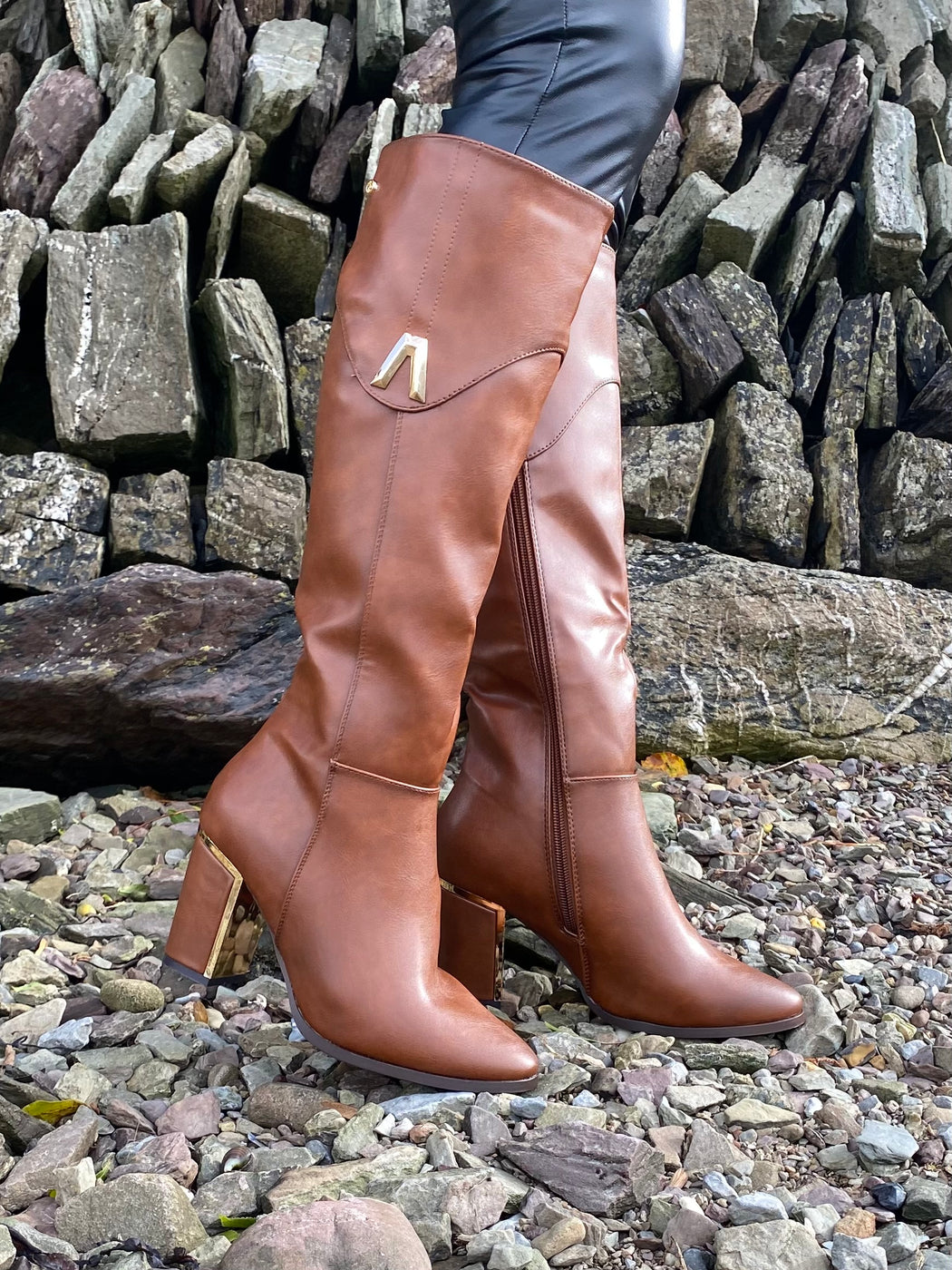 Haffar one driftwood knee high boots