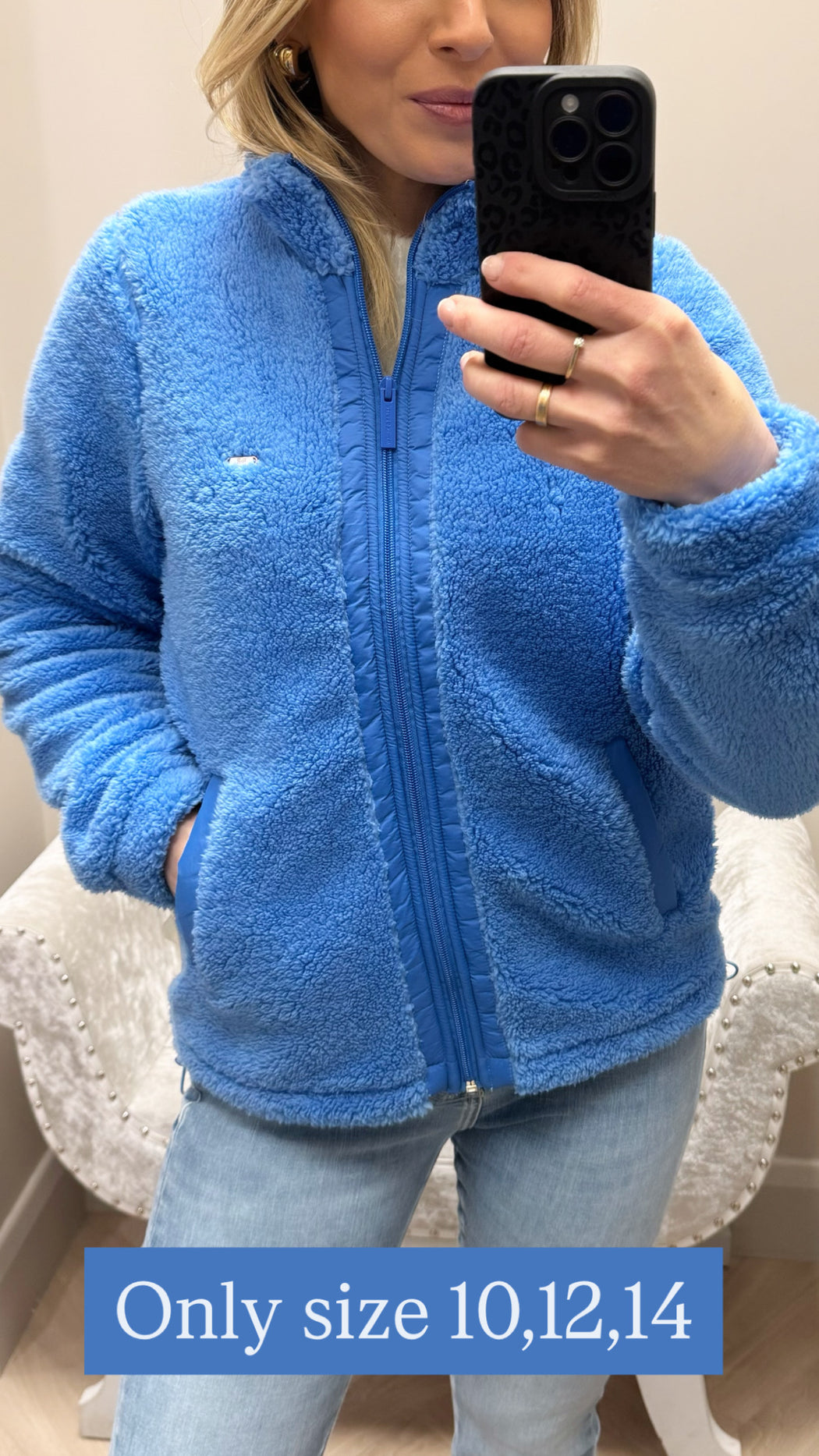 Zahra Teddy Bomber Cornflour Blue