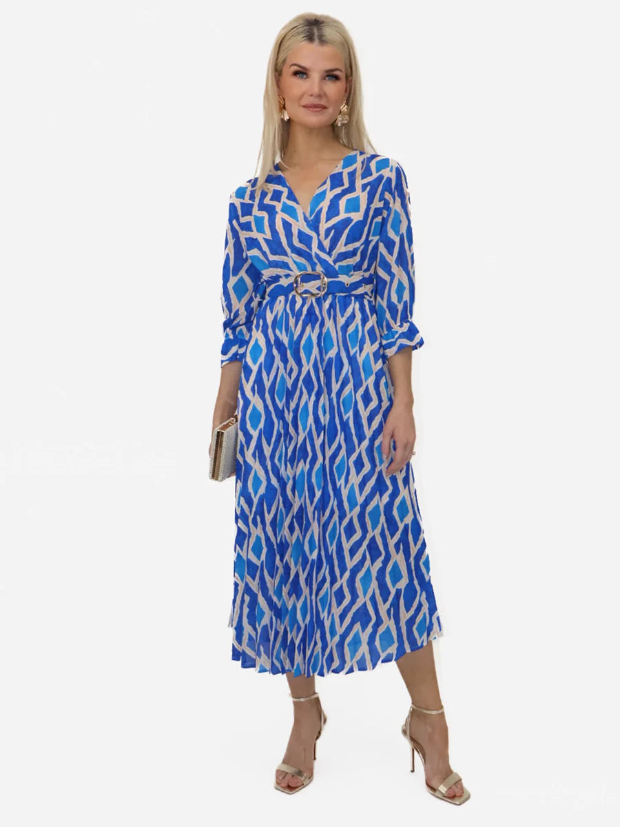 SKY BLUE PRINT POSITANO MIDI DRESS