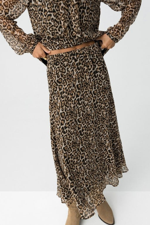 Dalmata leopard elasticated waist midi skirt