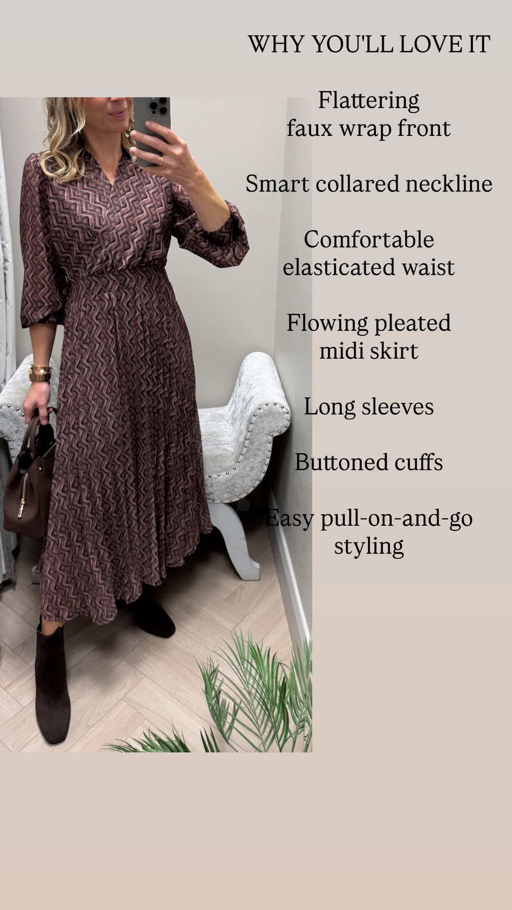 Brown print positano dress