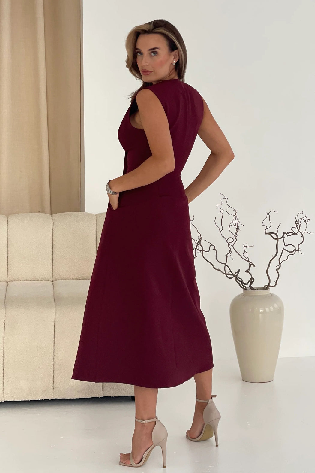 Hazel Tailored Sleevless Midi Dress