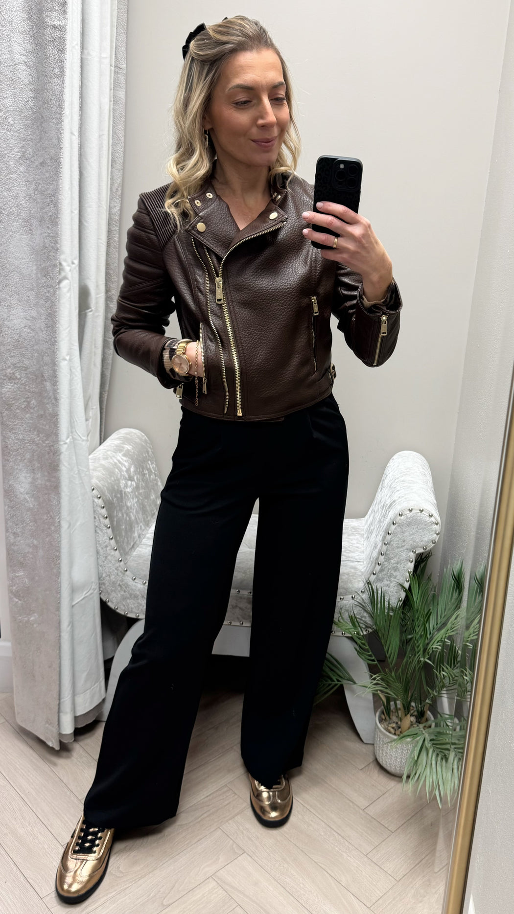 Guess jeannine chocolate brown pu jacket