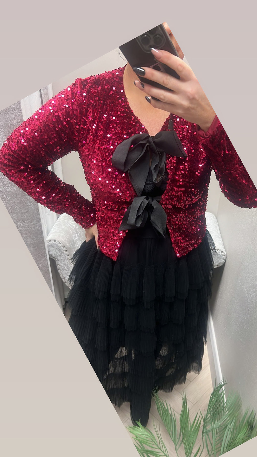 RED LORI BOW TIE TOP