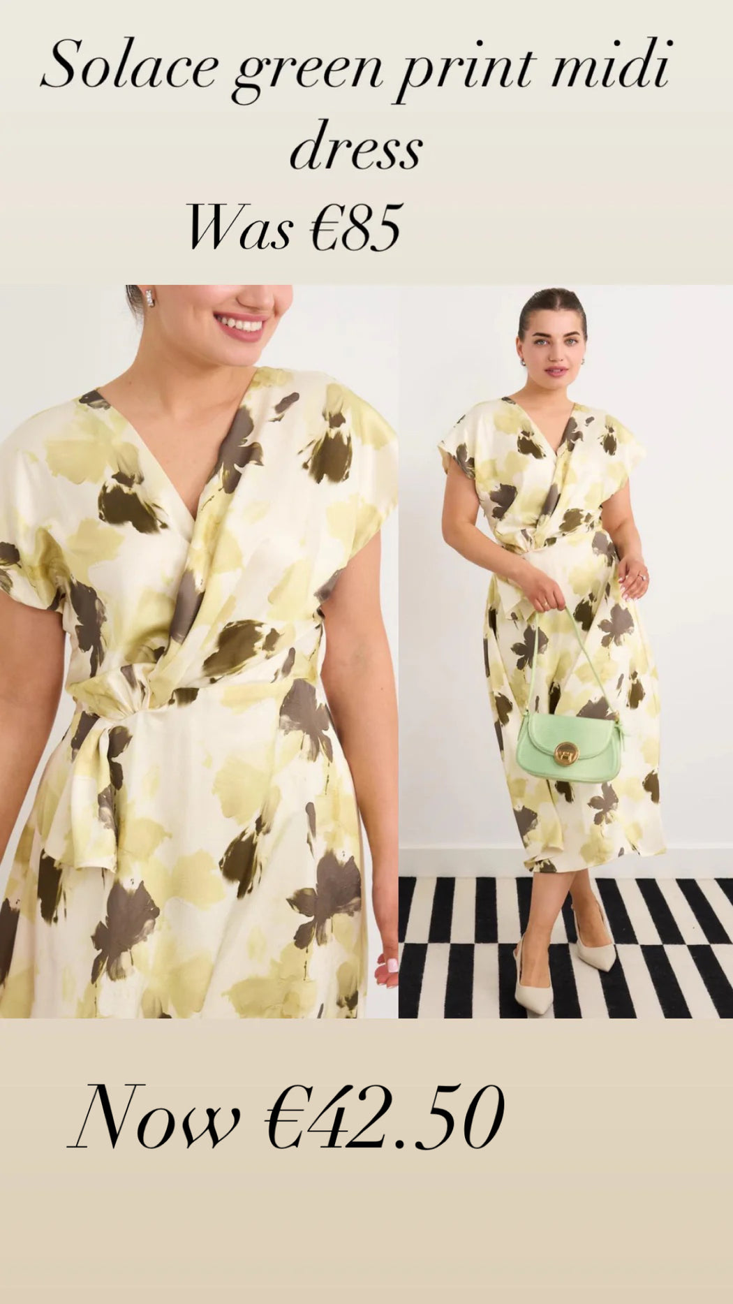 Solace green print midi dress